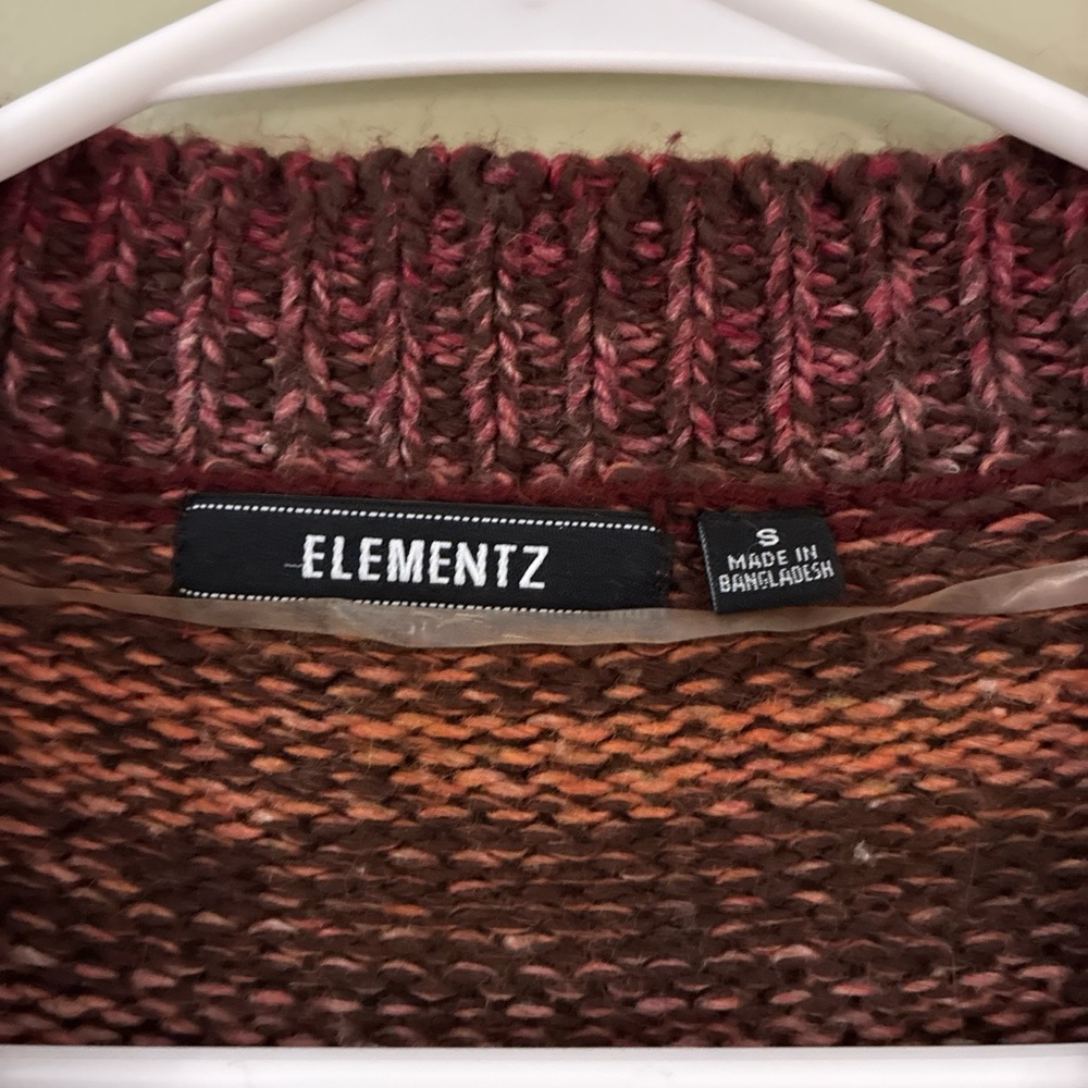 Elementz Multicolor Open-Front Cardigan in Rust, Burgundy & Brown - Picture 2 of 2